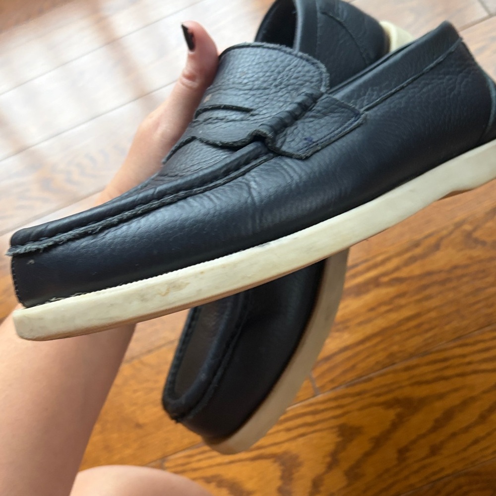 Zara Boys Navy Leather Loafers - Picture 5 of 5
